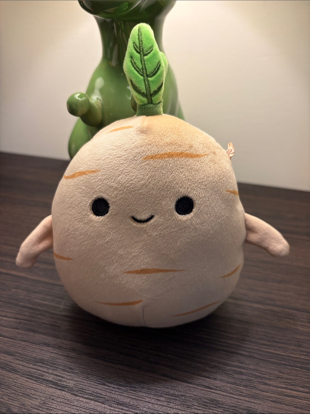Squishmallows Beige Root Veggie Plush with Green Leaf